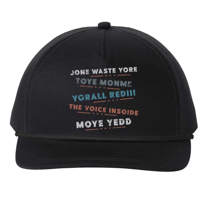 Jone Waste Yore Toye Monme Funny Pop Miss You Punk Lyrics Snapback Five-Panel Rope Hat