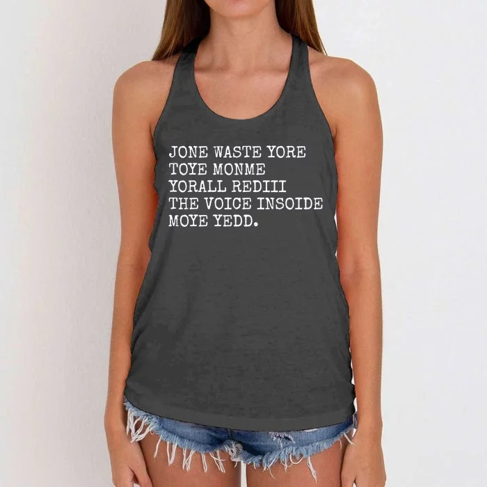 Jone Waste Yore Toye Monme Funny Pop Miss You Punk Lyrics Women's Knotted Racerback Tank