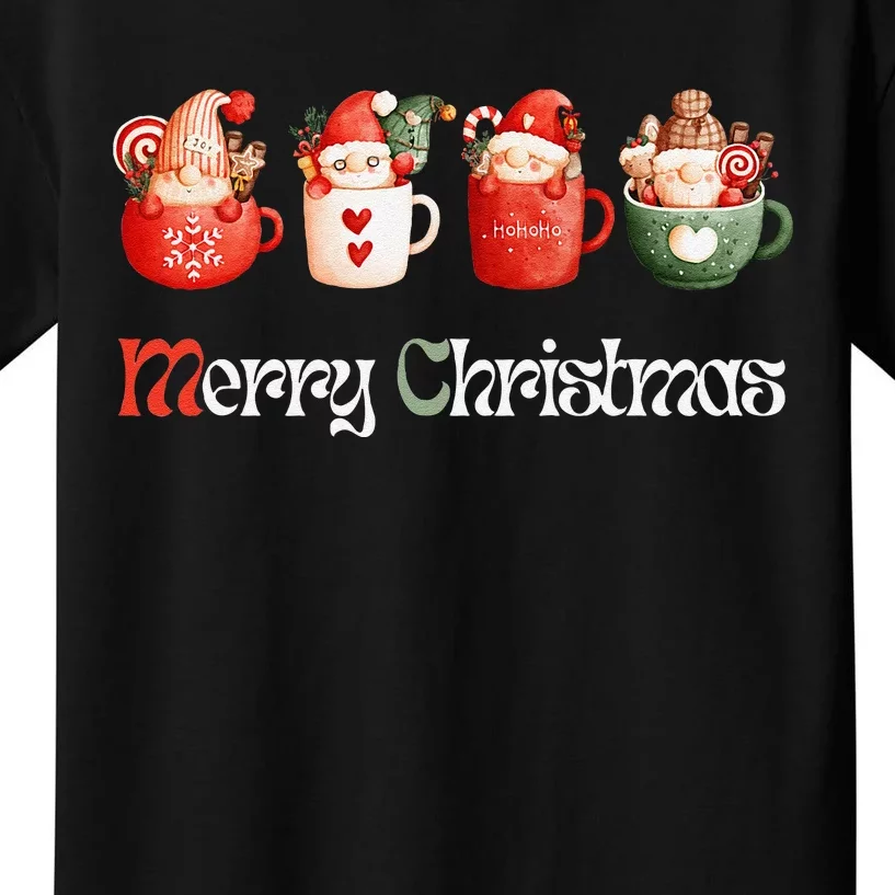 Joyful XMass Cute Adorable Warm Santa Cups Design Tees Kids T-Shirt