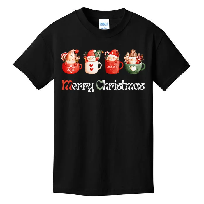 Joyful XMass Cute Adorable Warm Santa Cups Design Tees Kids T-Shirt