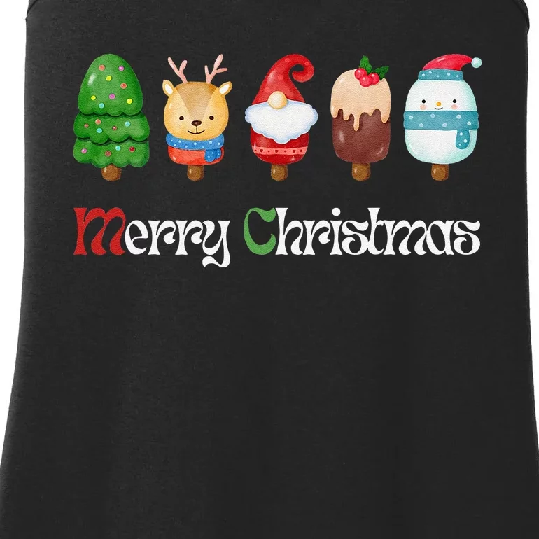 Joyful XMass Cute Funny Ice Creams Design Holiday Design Ladies Essential Tank