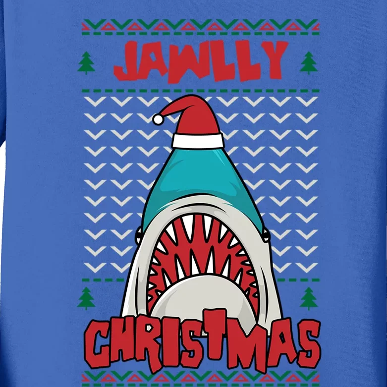 Jawlly XMas Funny Shark Jaw Santa Ugly Christmas Jolly Pun Meaningful Gift Kids Long Sleeve Shirt