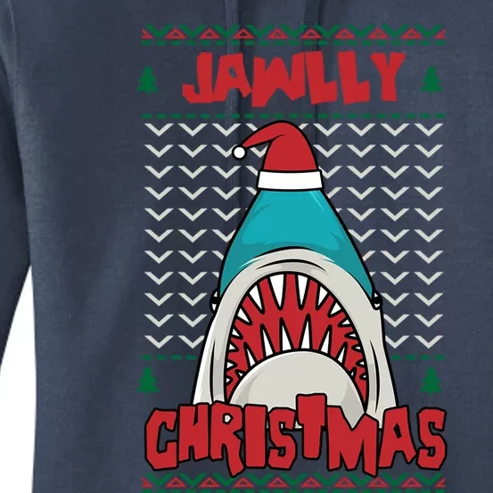 Jawlly XMas Funny Shark Jaw Santa Ugly Christmas Jolly Pun Meaningful Gift Women's Pullover Hoodie