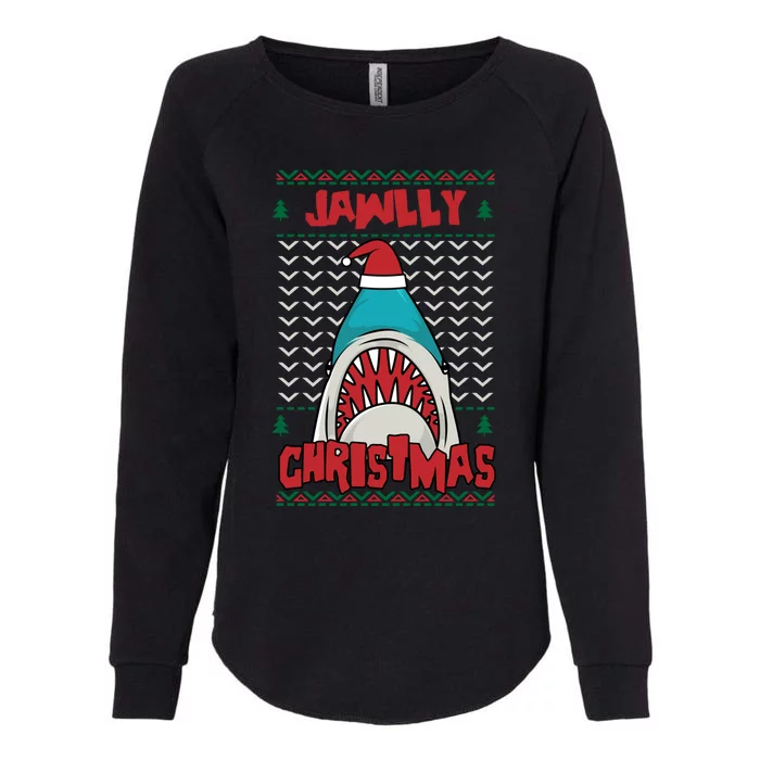 Jawlly Xmas Funny Shark Jaw Santa Ugly Christmas Jolly Pun Gift Womens California Wash Sweatshirt