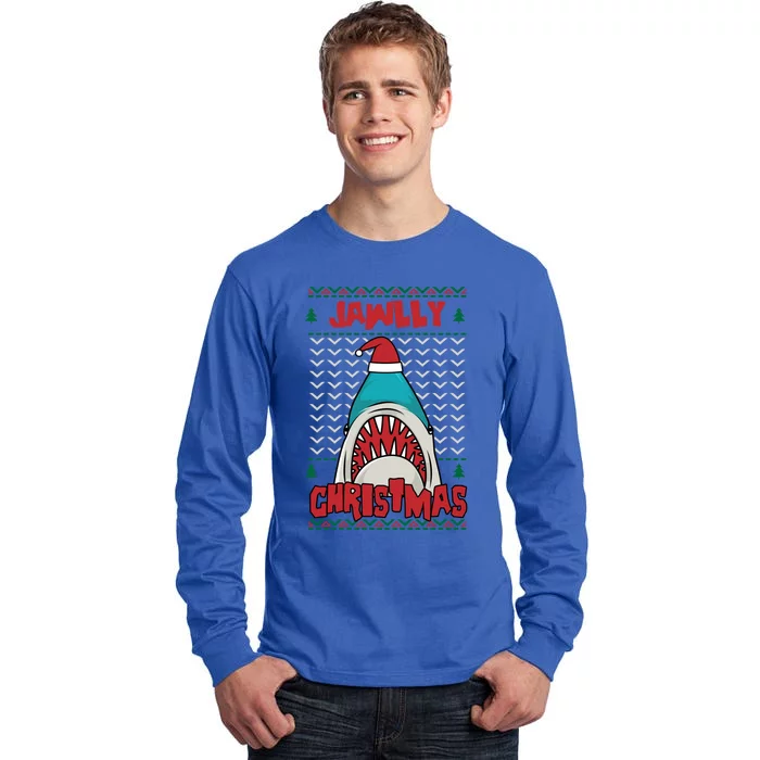 Jawlly Xmas Funny Shark Jaw Santa Ugly Christmas Jolly Pun Gift Tall Long Sleeve T-Shirt