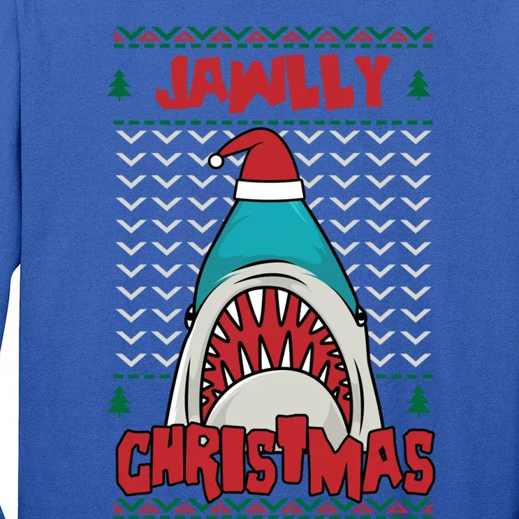 Jawlly Xmas Funny Shark Jaw Santa Ugly Christmas Jolly Pun Gift Tall Long Sleeve T-Shirt