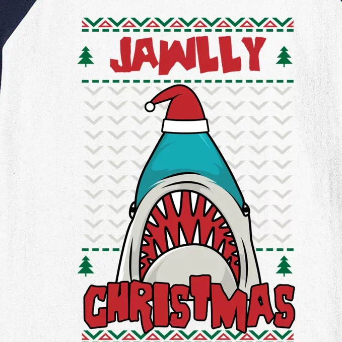 Jawlly Xmas Funny Shark Jaw Santa Ugly Christmas Jolly Pun Gift Baseball Sleeve Shirt