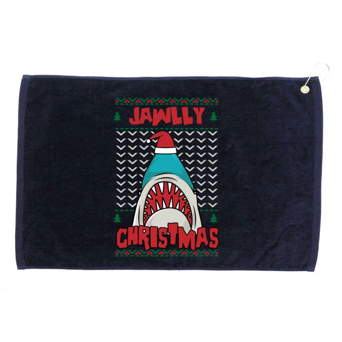 Jawlly Xmas Funny Shark Jaw Santa Ugly Christmas Jolly Pun Gift Grommeted Golf Towel