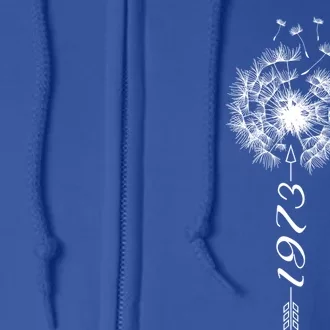 Just Year Birthday 1973 Gift Cute Dandelion Flower Breathe Gift Full Zip Hoodie