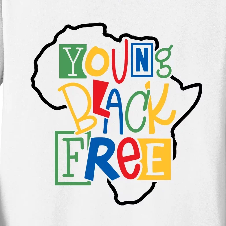 Juneteenth Young Black Free Black History Black Woman Afro Girl Kids Long Sleeve Shirt