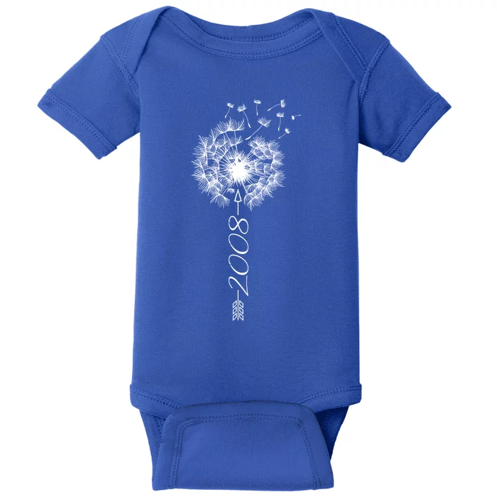 Just Year Birthday 2008 Gift Cute Dandelion Flower Breathe Great Gift Baby Bodysuit