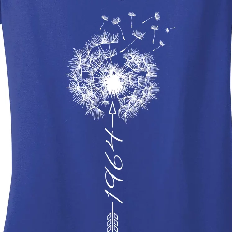 Just Year Birthday 1964 Gift Cute Dandelion Flower Breathe Gift Women's V-Neck T-Shirt