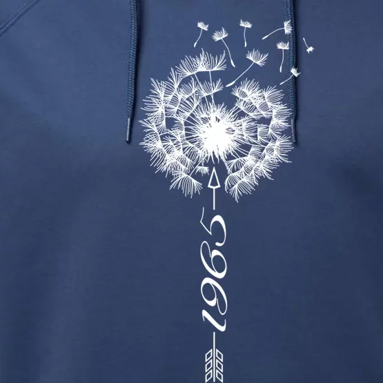 Just Year Birthday 1965 Gift Cute Dandelion Flower Breathe Gift Performance Fleece Hoodie