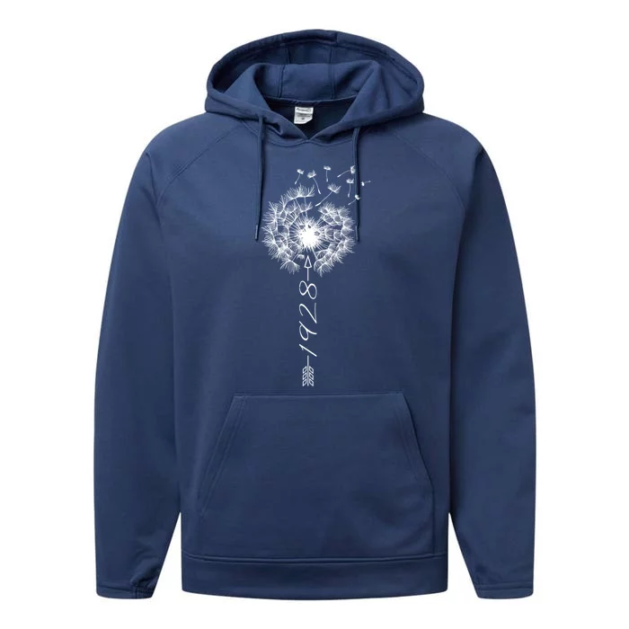 Just Year Birthday 1928 Gift Cute Dandelion Flower Breathe Cute Gift Performance Fleece Hoodie