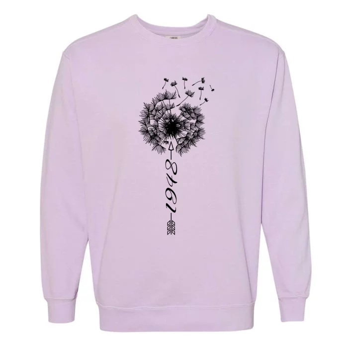 Just Year Birthday 1948 Gift Cute Dandelion Flower Breathe Gift Garment-Dyed Sweatshirt