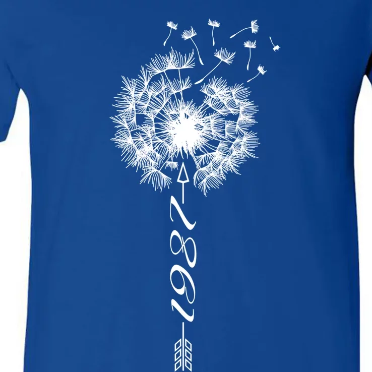 Just Year Birthday 1987 Gift Cute Dandelion Flower Breathe Gift V-Neck T-Shirt