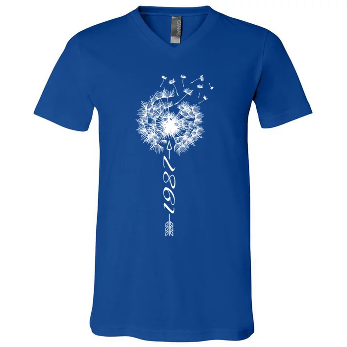 Just Year Birthday 1987 Gift Cute Dandelion Flower Breathe Gift V-Neck T-Shirt