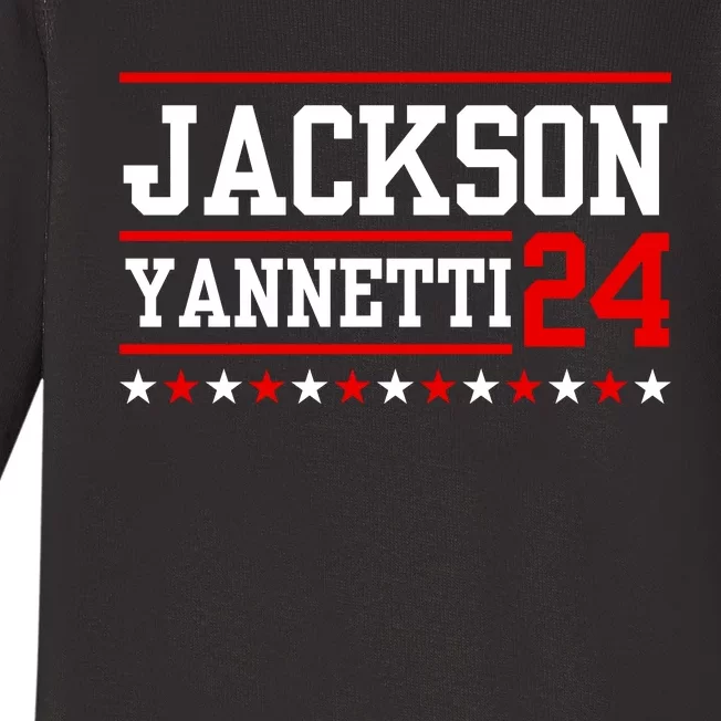 Jackson Yannetti President For 2024 Sarcastic Saying Baby Long Sleeve Bodysuit