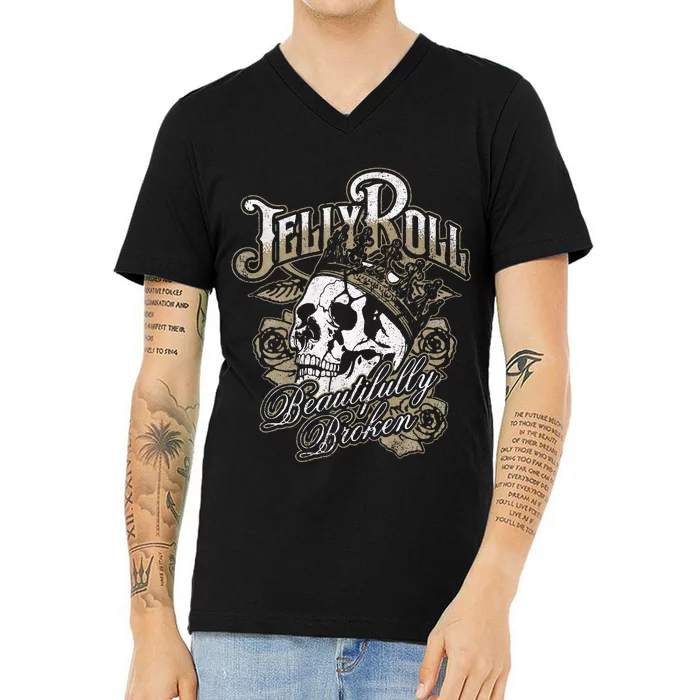 Jell Y R.O.L.L Beautifully Broken V-Neck T-Shirt