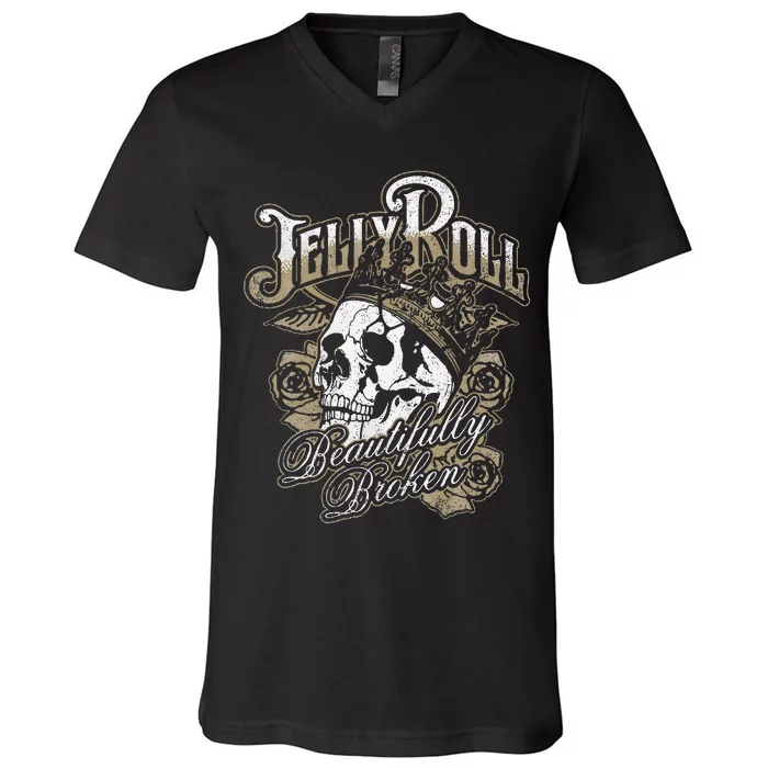 Jell Y R.O.L.L Beautifully Broken V-Neck T-Shirt