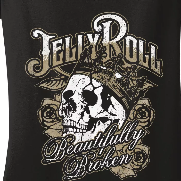 Jell Y R.O.L.L Beautifully Broken Women's V-Neck T-Shirt