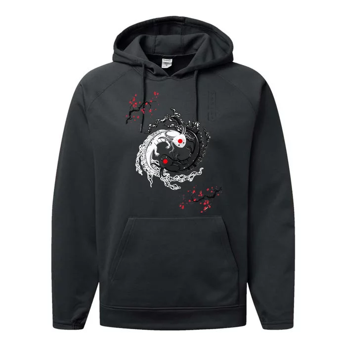 Japanese Yin Yang Axolotls Art Graphic Anime Axolotl Lover Performance Fleece Hoodie