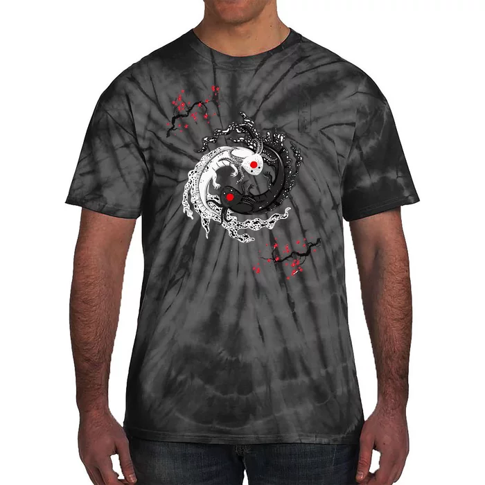 Japanese Yin Yang Axolotls Art Graphic Anime Axolotl Lover Tie-Dye T-Shirt