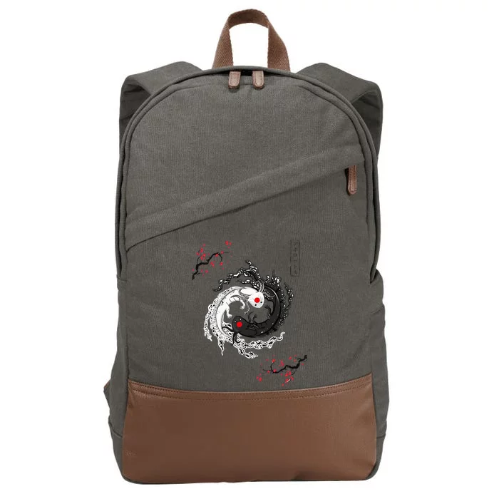 Japanese Yin Yang Axolotls Art Graphic Anime Axolotl Lover Cotton Canvas Backpack