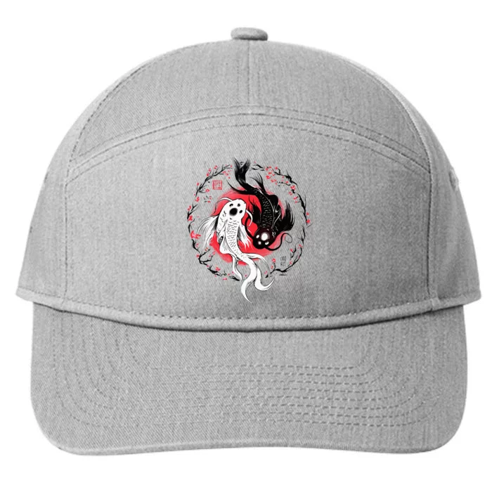 Japanese Yin Yang Koi Fish Art 7-Panel Snapback Hat