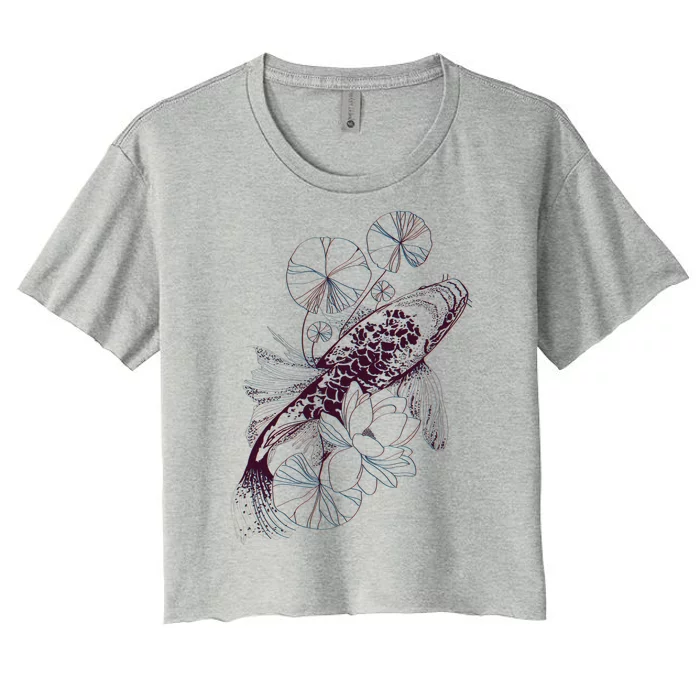 Japanese Zen Koi Fish Pond Women's Crop Top Tee