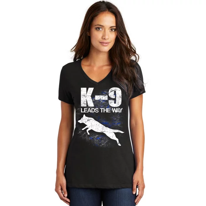 K-9 Leads The Way Women's V-Neck T-Shirt