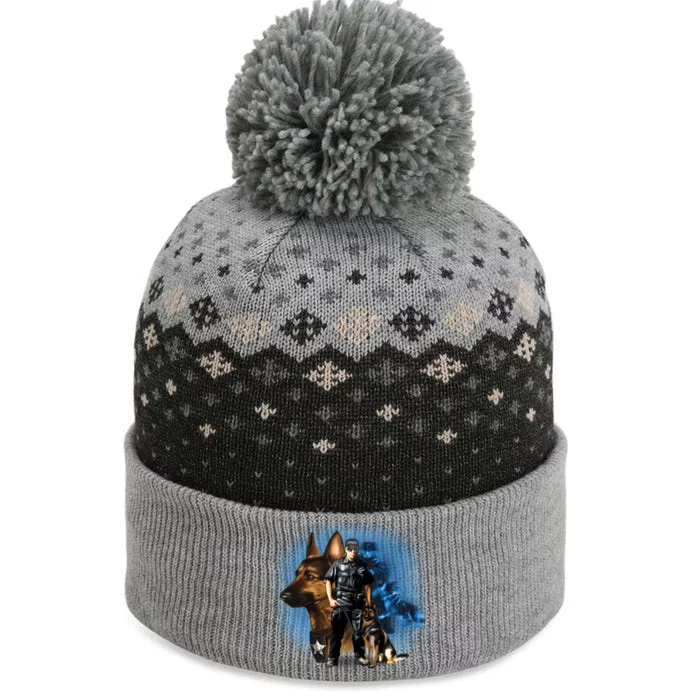 K-9 With Police Officer Silhouette The Baniff Cuffed Pom Beanie