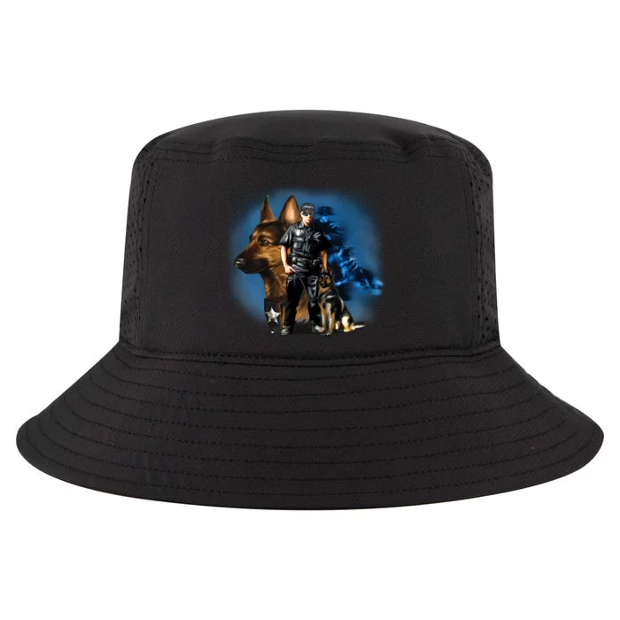 K-9 With Police Officer Silhouette Cool Comfort Performance Bucket Hat