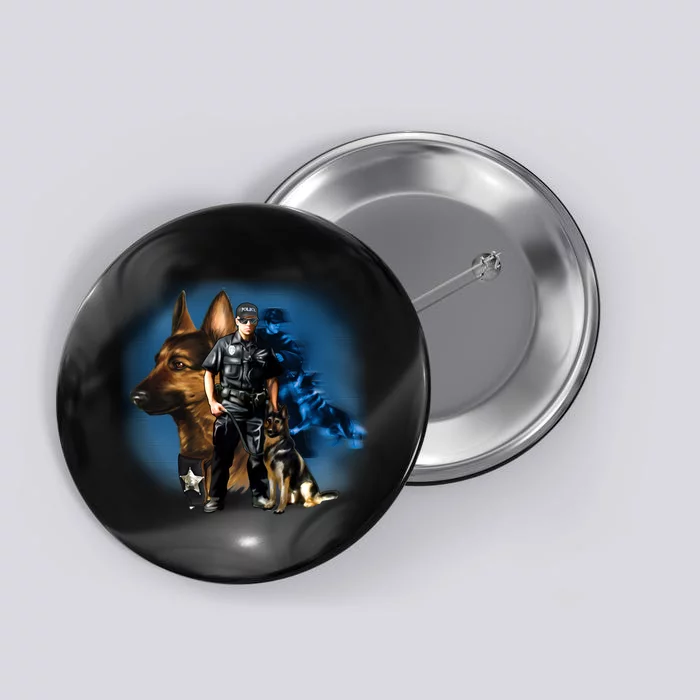 K-9 With Police Officer Silhouette Button