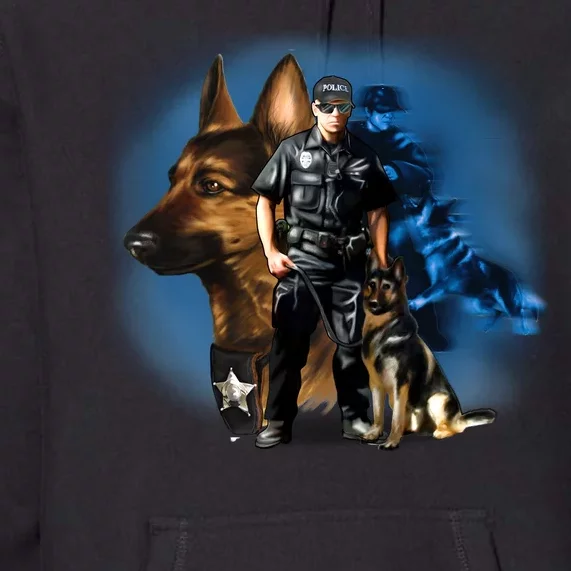 K-9 With Police Officer Silhouette Premium Hoodie