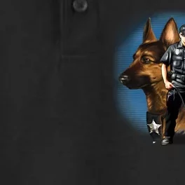 K-9 With Police Officer Silhouette Dry Zone Grid Performance Polo