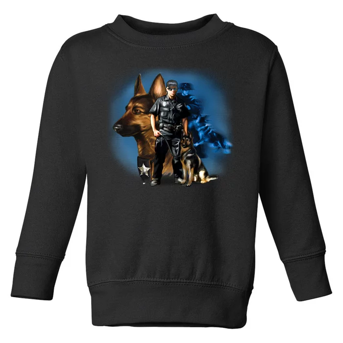 K-9 With Police Officer Silhouette Toddler Sweatshirt