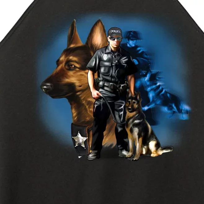 K-9 With Police Officer Silhouette Women’s Perfect Tri Rocker Tank