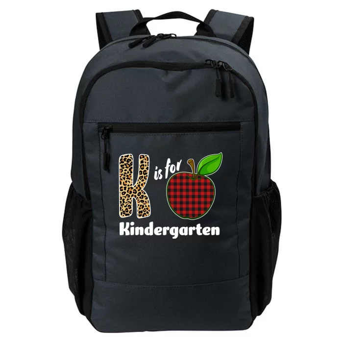 K Is For Kindergarten Teacher Leopard Buffalo Plaid Daily Commute Backpack