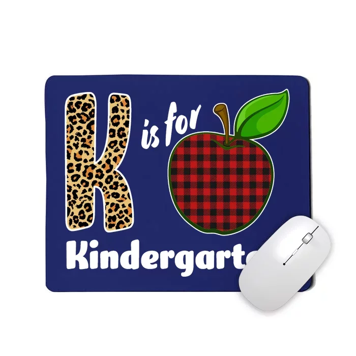 K Is For Kindergarten Teacher Leopard Buffalo Plaid Mousepad