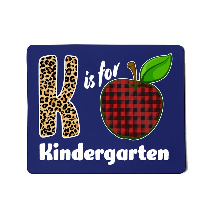 K Is For Kindergarten Teacher Leopard Buffalo Plaid Mousepad