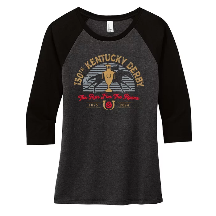 Kentucky 150th 2024 Run Ky Derby Women's Tri-Blend 3/4-Sleeve Raglan Shirt