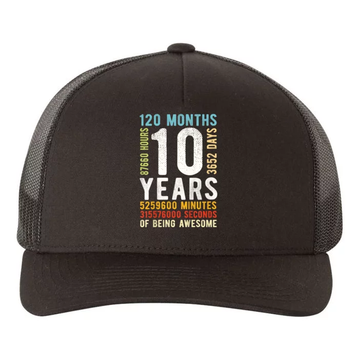 K.i.d.s 10th Birthday 10 Years Old Vintage Retro 120 Months Yupoong Adult 5-Panel Trucker Hat