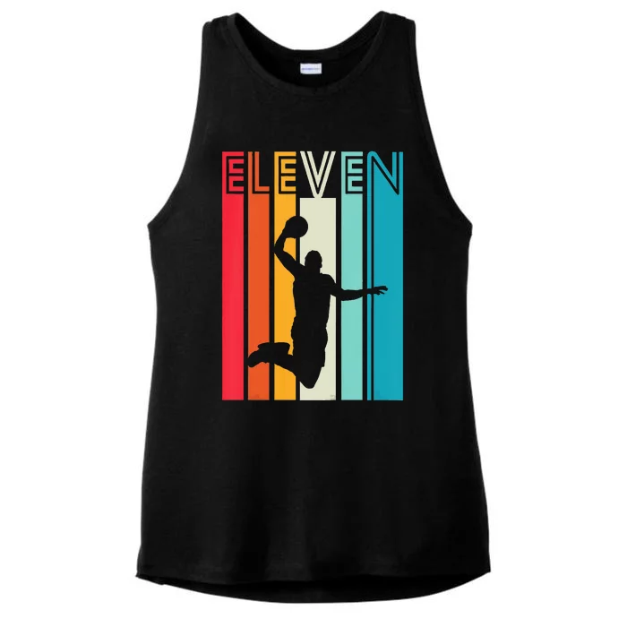 Kids 11th Birthday Basketball Lover Gift 11 Years Old Retro Ladies Tri-Blend Wicking Tank