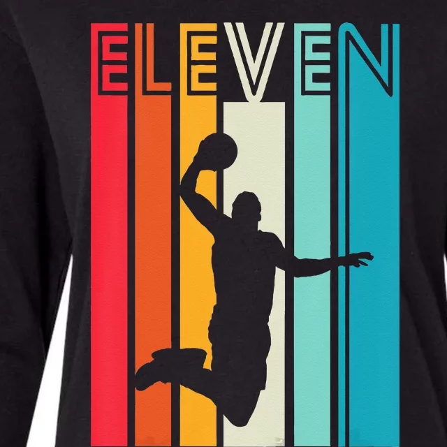 Kids 11th Birthday Basketball Lover Gift 11 Years Old Retro Womens Cotton Relaxed Long Sleeve T-Shirt