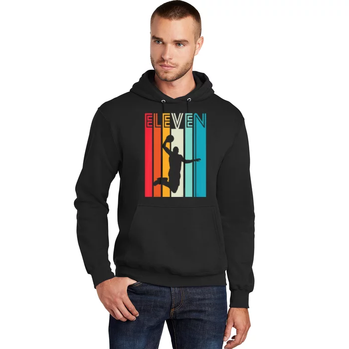 Kids 11th Birthday Basketball Lover Gift 11 Years Old Retro Hoodie