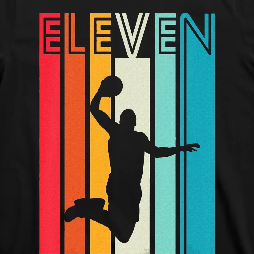 Kids 11th Birthday Basketball Lover Gift 11 Years Old Retro T-Shirt