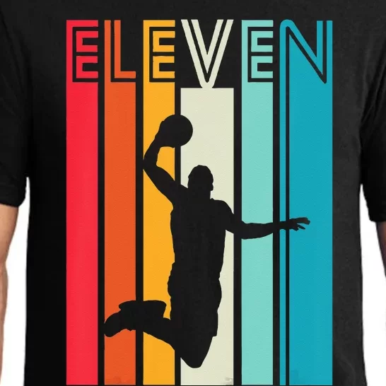 Kids 11th Birthday Basketball Lover Gift 11 Years Old Retro Pajama Set