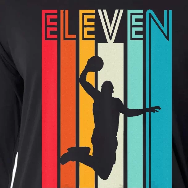 Kids 11th Birthday Basketball Lover Gift 11 Years Old Retro Cooling Performance Long Sleeve Crew