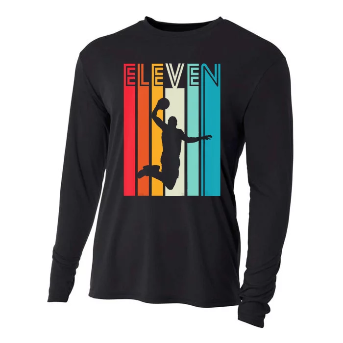 Kids 11th Birthday Basketball Lover Gift 11 Years Old Retro Cooling Performance Long Sleeve Crew